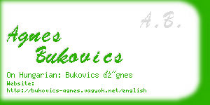 agnes bukovics business card